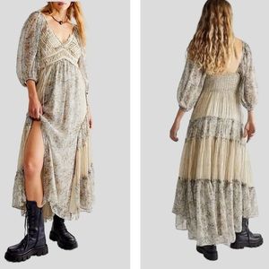 FREE PEOPLE You’re A Jewel Printed Maxi Fairy Boho Lined Dress NWT Medium